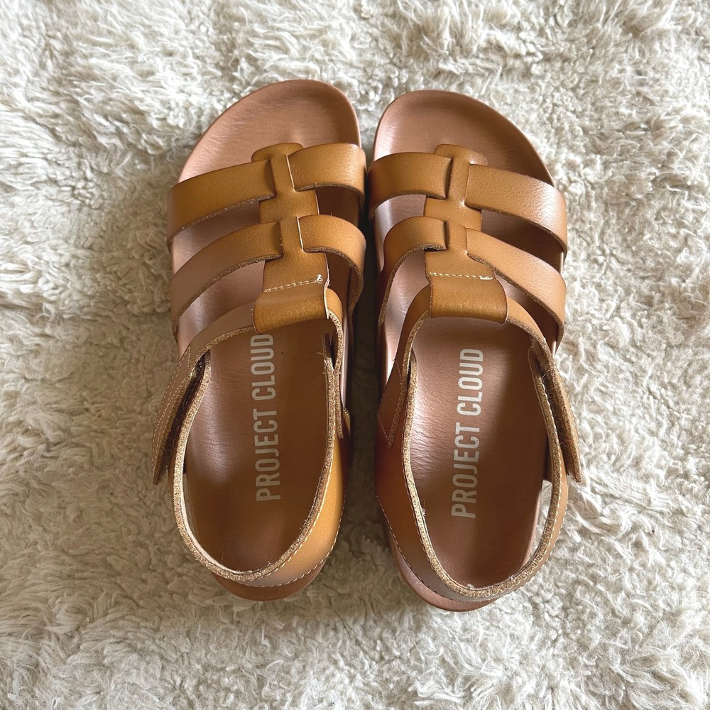 Project Cloud Phased Tan Leather Platform Fisherman Wedge Sandals Womens Size 8 - Picture 4 of 7